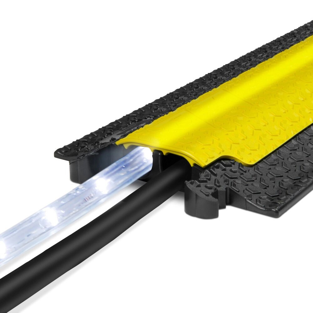 Černo-žlutý plastový kabelový most s transparentním víkem DEFENDER MICRO 2 LUX - délka 100,5 cm, šířka 27,3 cm a výška 4,5 cm