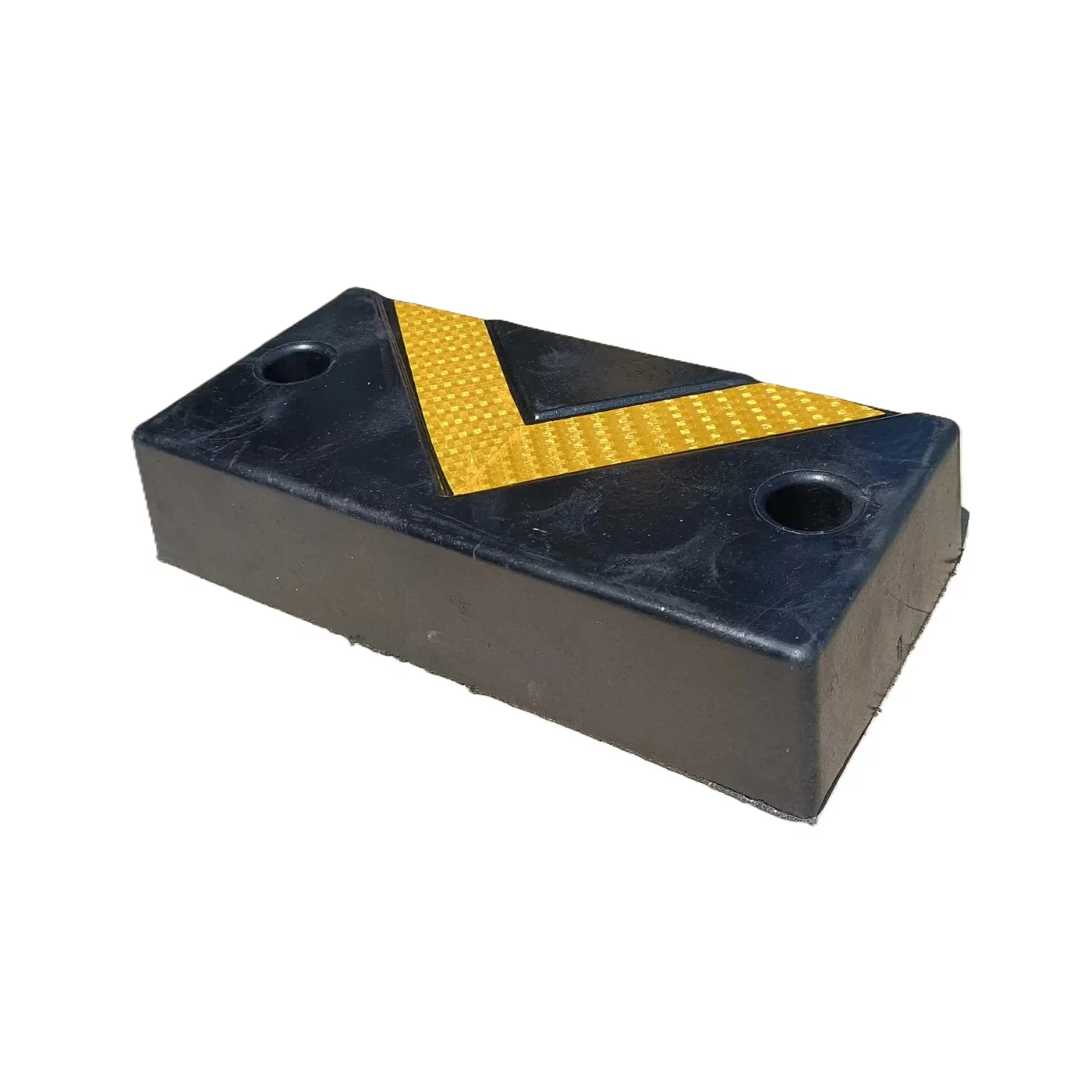 Čierno-žltý gumový reflexné doraz na rampe - dĺžka 40 cm, šírka 20 cm, výška 8,5 cm