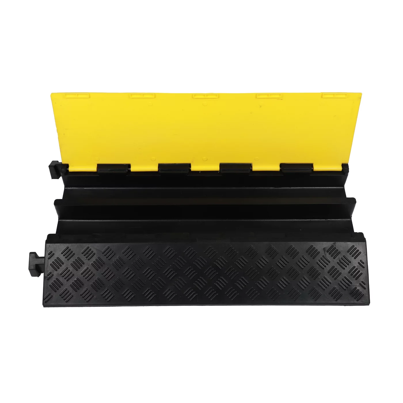 Anti-Rutsch Kabelbrücke aus Gummi 2x75x95 FLOMA - Länge 90 cm, Breite 58 cm, Höhe 8,8 cm - Schwarz-Gelb