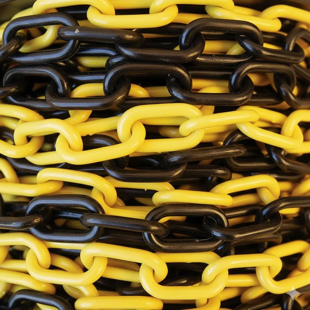 Čierno-žltá plastová vymedzovacia reťaz (metráž) - priemer 0,6 cm, dĺžka 100 cm