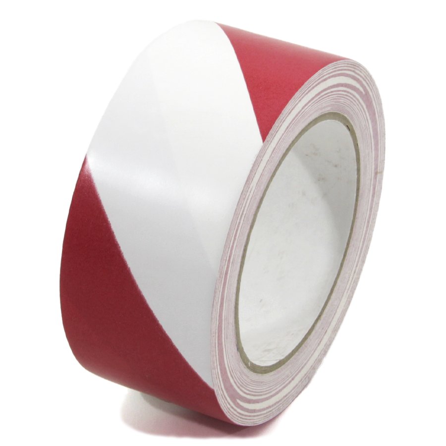 Bílo-červená levá výstražná páska - délka 33 m a šířka 5 cm