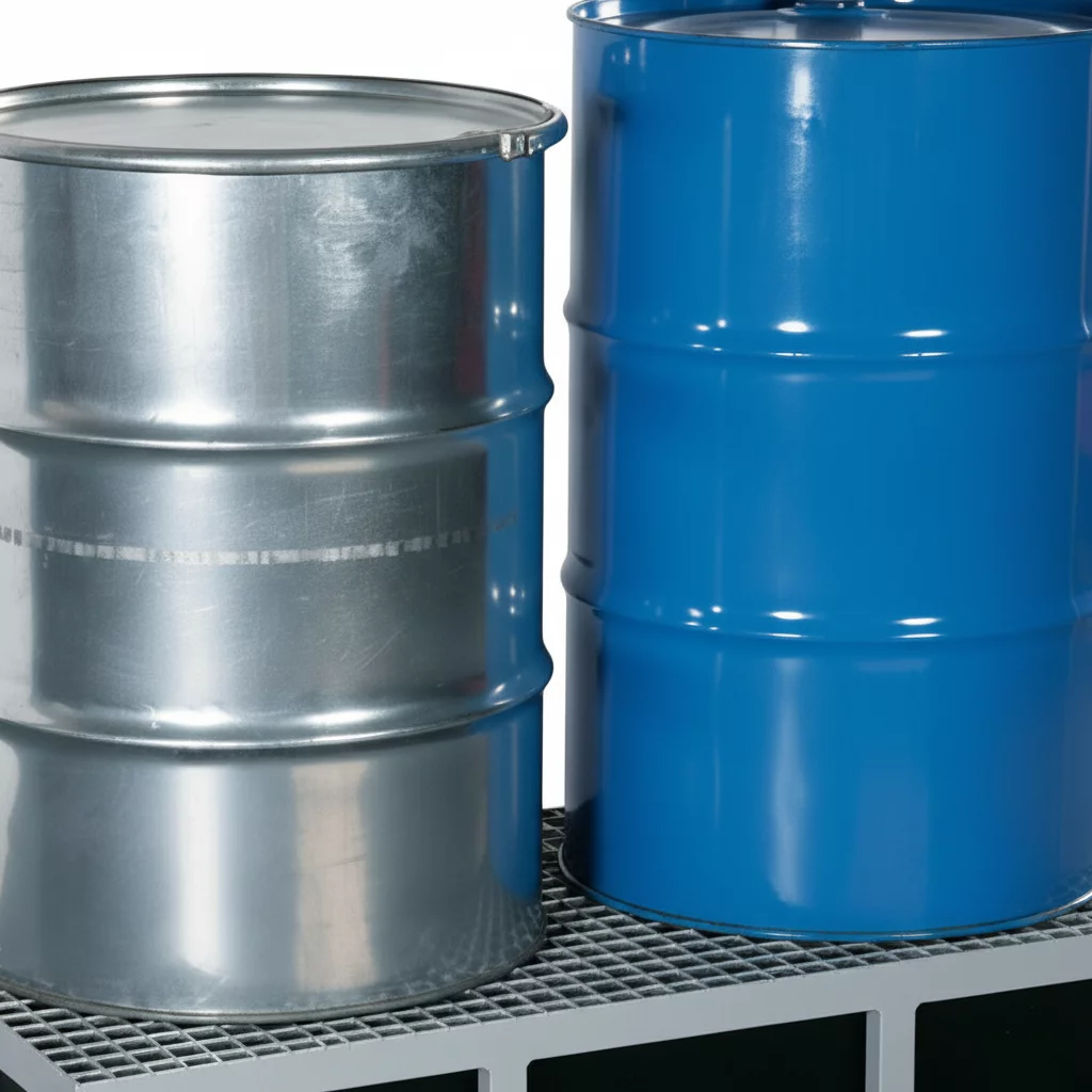 Kombinierte Auffangbecken aus Metall mit Rostgitter - Volumen 200 l - Länge 128 cm, Breite 68 cm, Höhe 45 cm