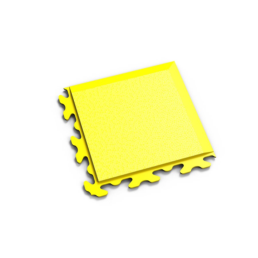 Žlutý PVC vinylový rohový nájezd "typ B" Fortelock Invisible (hadí kůže) - délka 14,5 cm, šířka 14,5 cm a výška 0,67 cm