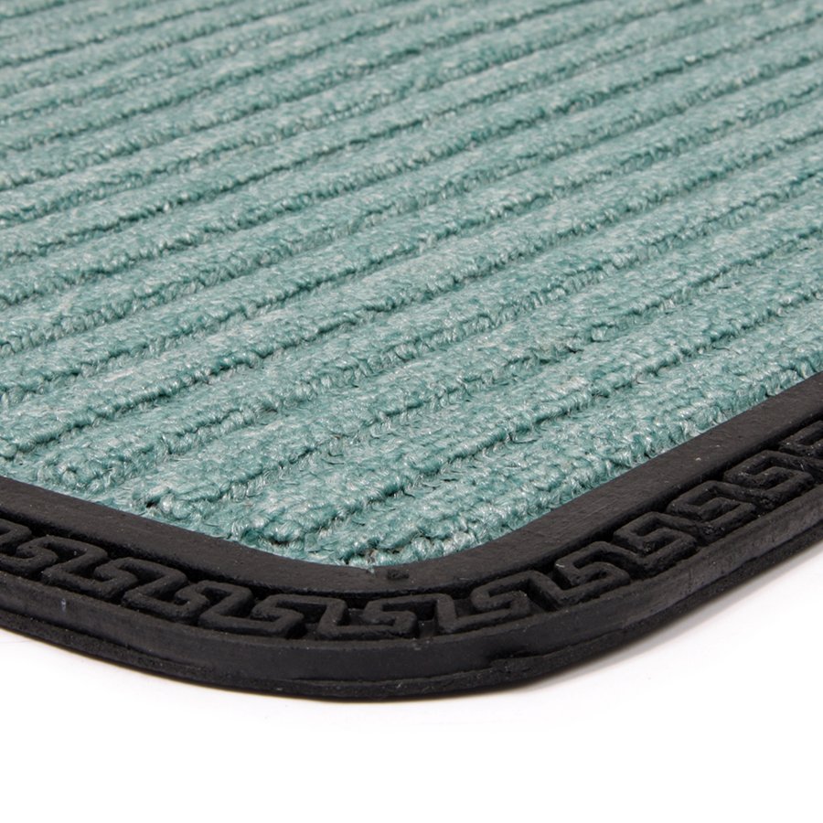 Zelená textilná vonkajšia čistiaca vstupná rohož FLOMA Stripes - dĺžka 40 cm, šírka 60 cm a výška 0,8 cm