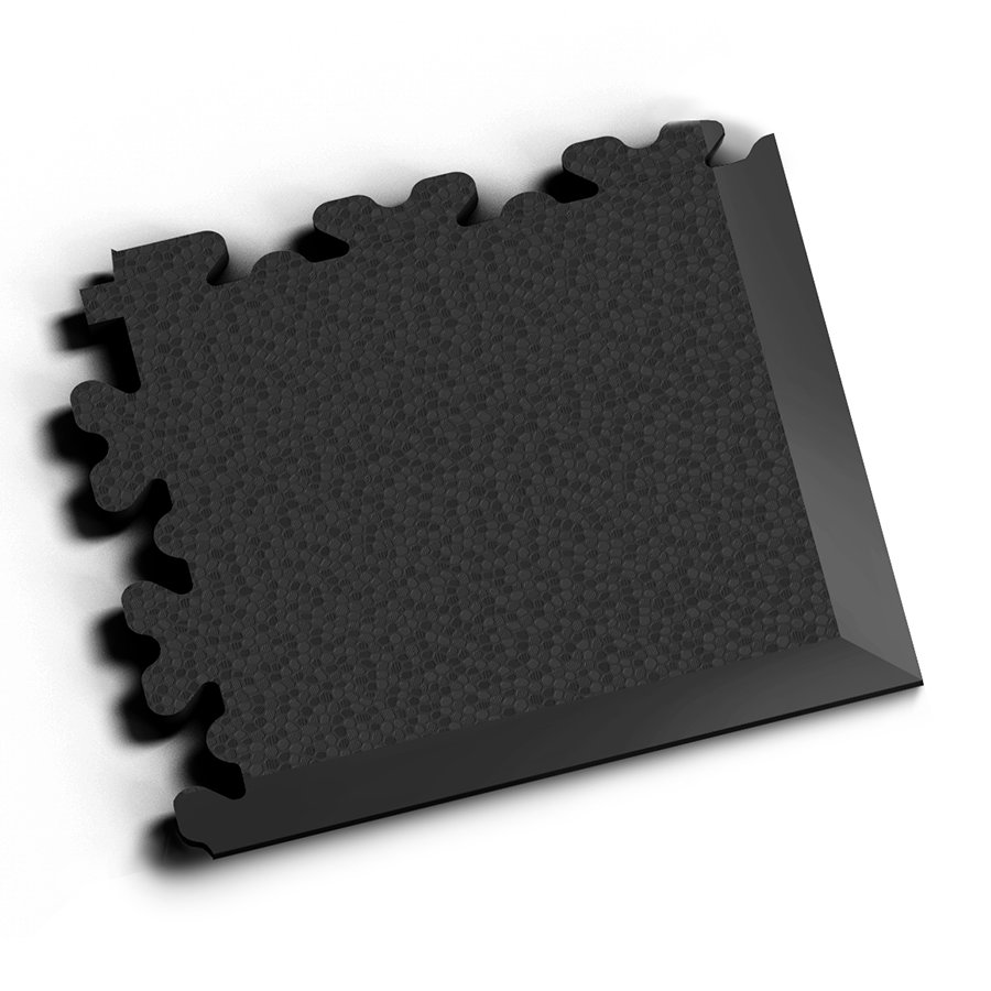 Černý PVC vinylový zátěžový rohový nájezd Fortelock XL - délka 14,5 cm, šířka 14,5 cm a výška 0,4 cm