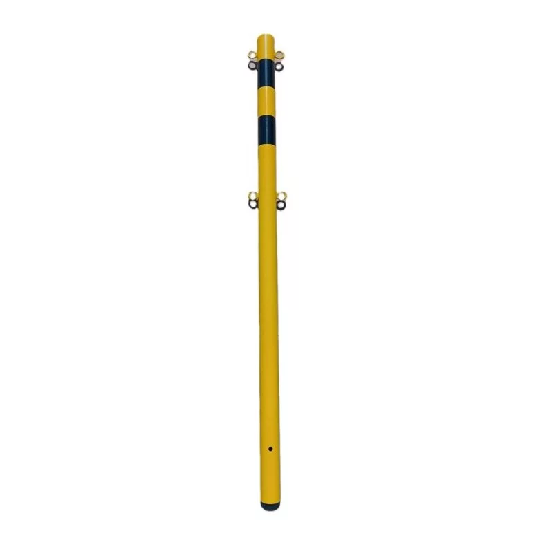 Žluto-černý ocelový sloupek s oky - průměr 6 cm, výška 150 cm