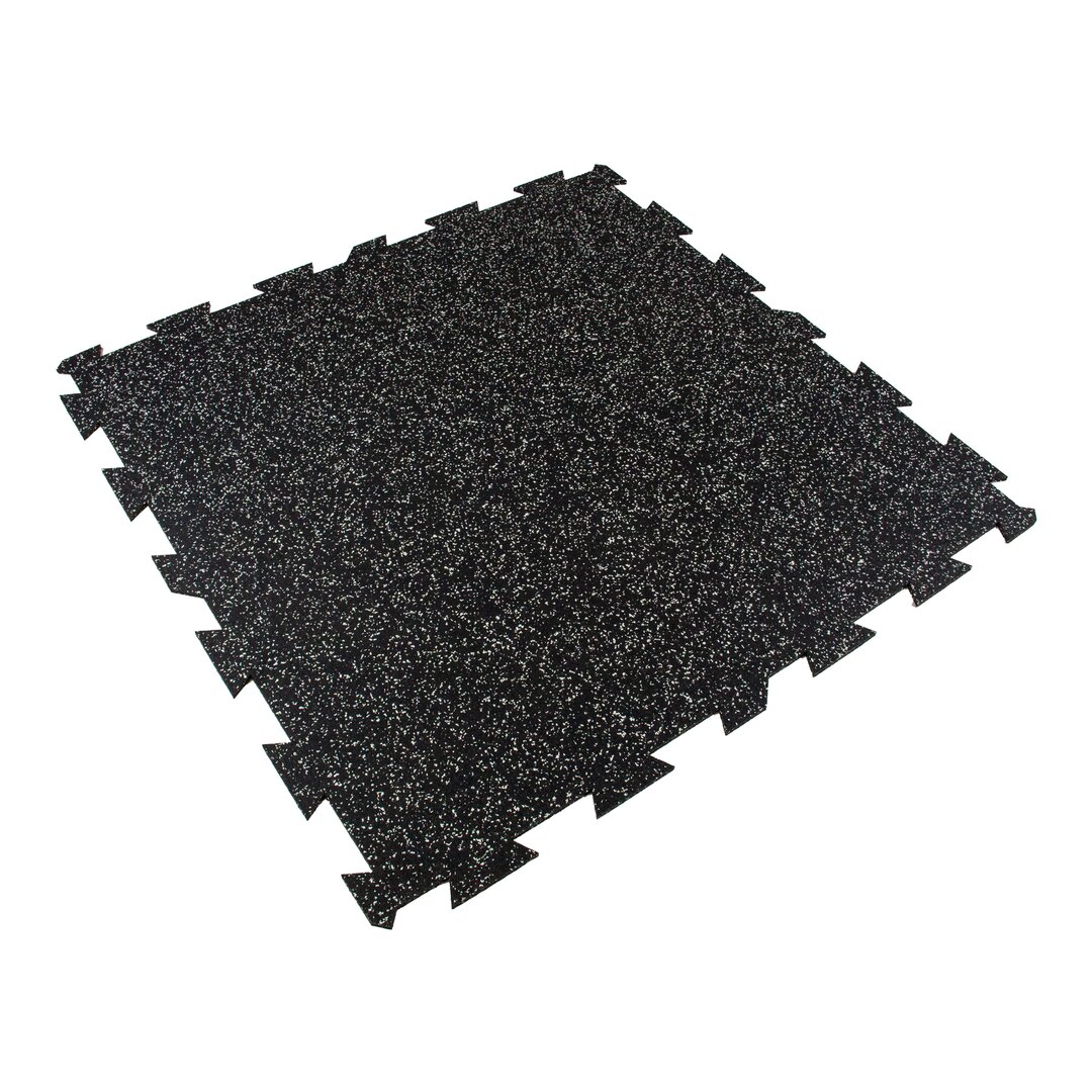Černo-bílá gumová puzzle modulová dlaždice (střed) FLOMA SF1050 FitFlo - délka 100 cm, šířka 100 cm, výška 1 cm