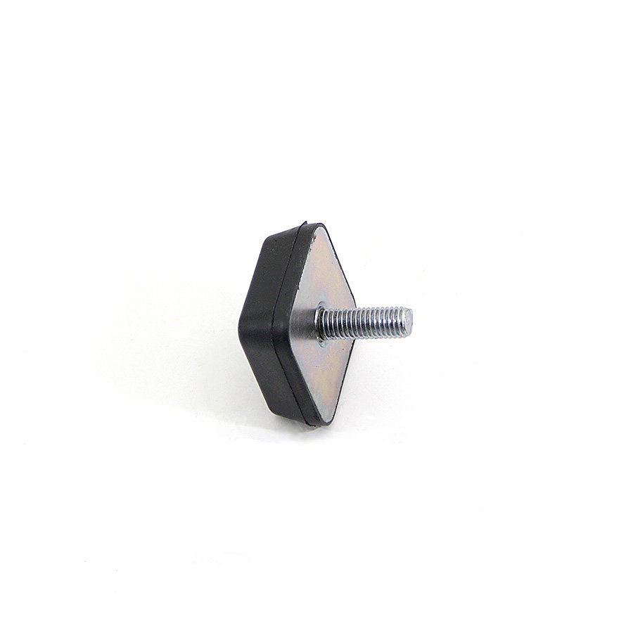 Černý gumový doraz tvaru komolého jehlanu se šroubem FLOMA - délka 5 cm, šířka 5 cm, výška 2 cm