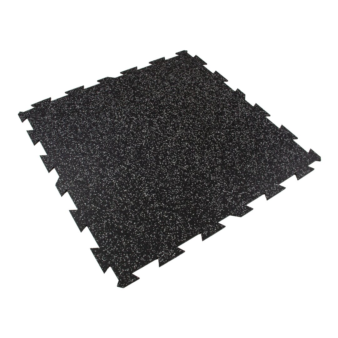 Černo-šedá gumová puzzle modulová dlaždice (střed) FLOMA SF1050 FitFlo - délka 100 cm, šířka 100 cm, výška 0,8 cm