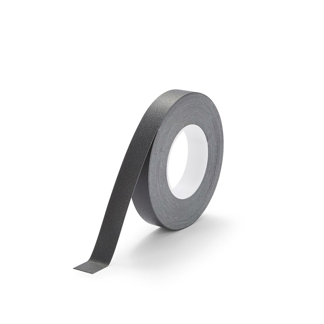 Černá plastová voděodolná protiskluzová páska FLOMA Resilient Standard - délka 18,3 m, šířka 2,5 cm, tloušťka 1 mm