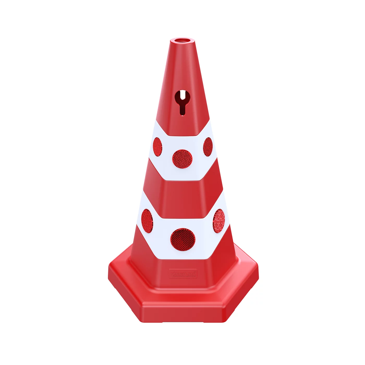 Reflektierter Leitkegel aus PVC FLOMA - 2 kg - Durchmesser 36 cm, Höhe 65 cm - Rot-Weiß