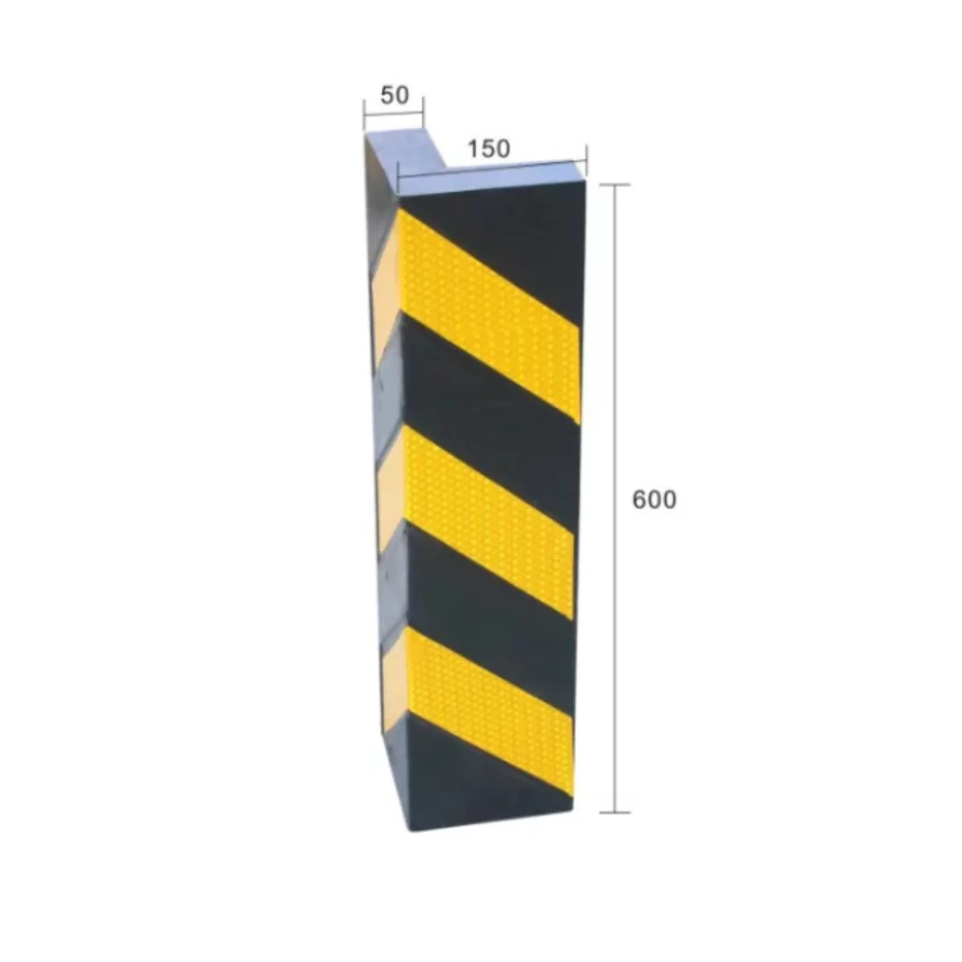 Čierno-žltá gumová reflexná ochrana rohu steny (roh) - dĺžka 60 cm, šírka 15 cm, hrúbka 5 cm