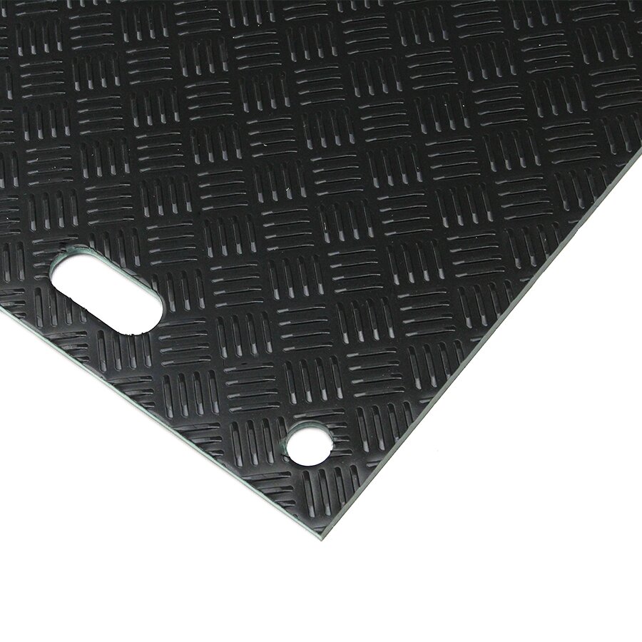 Černá LDPE podlahová pojezdová deska 2 rukojeti 4 díry - délka 240 cm, šířka 120 cm a výška 2 cm