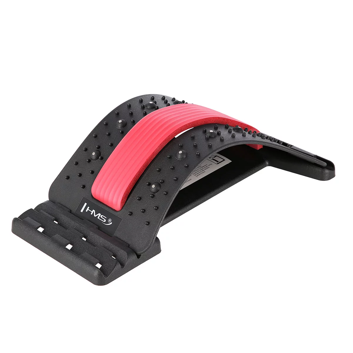 Yogamatte für Dehnungsübungen und Rückenmassage HMS - Tragkraft 100 kg - Länge 37 cm, Breite 25 cm - Schwarz-Rot