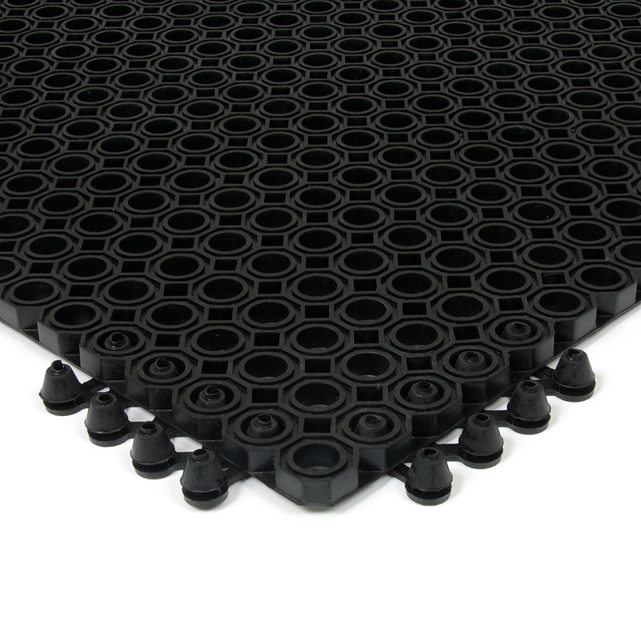 Černá gumová venkovní čistící vstupní rohož FLOMA Octomat Mini - délka 1 cm, šířka 1 cm a výška 1,25 cm