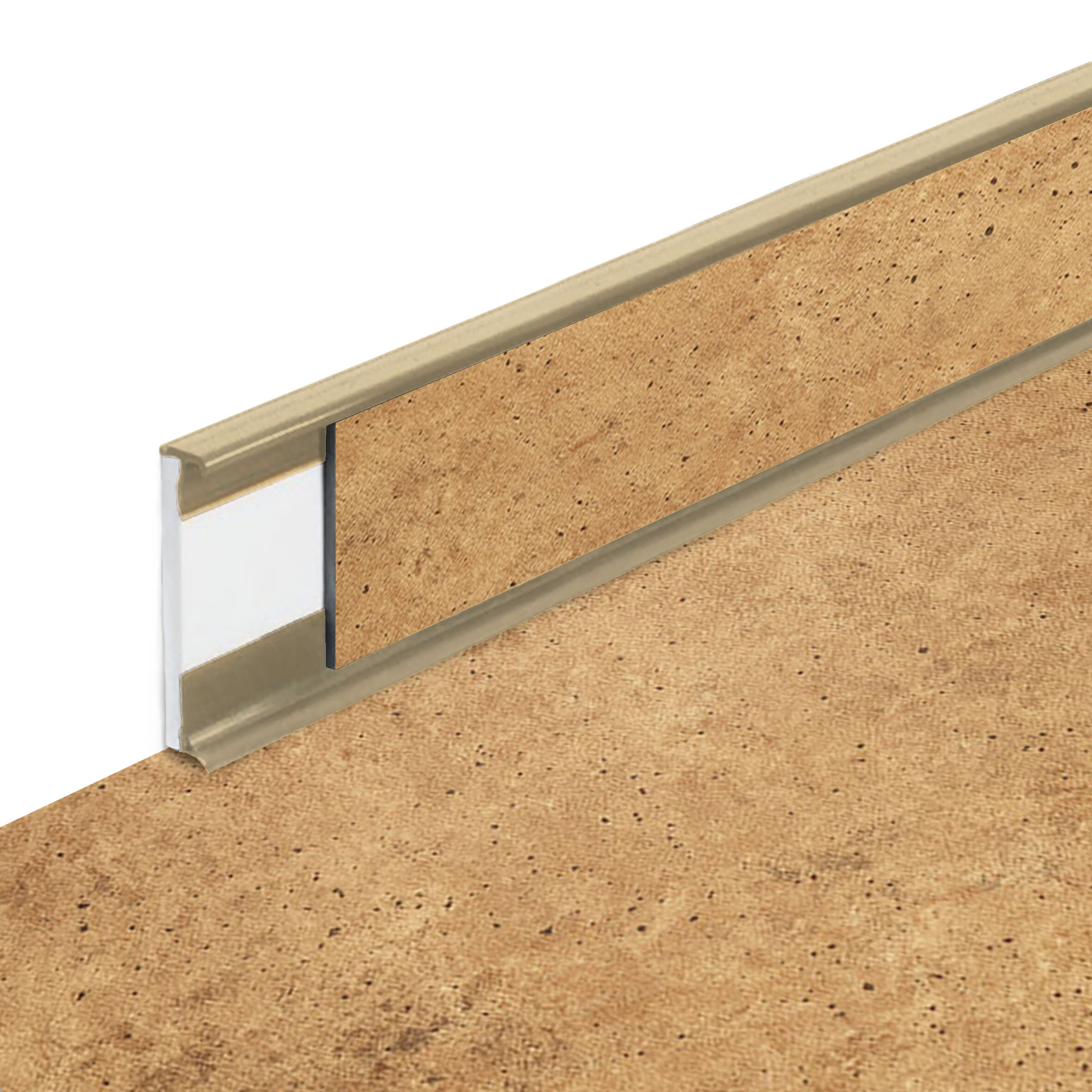 PVC vinylová soklová podlahová lišta Fortelock Business Tornes Mars C006 Beige - délka 200 cm, výška 5,8 cm, tloušťka 1,2 cm
