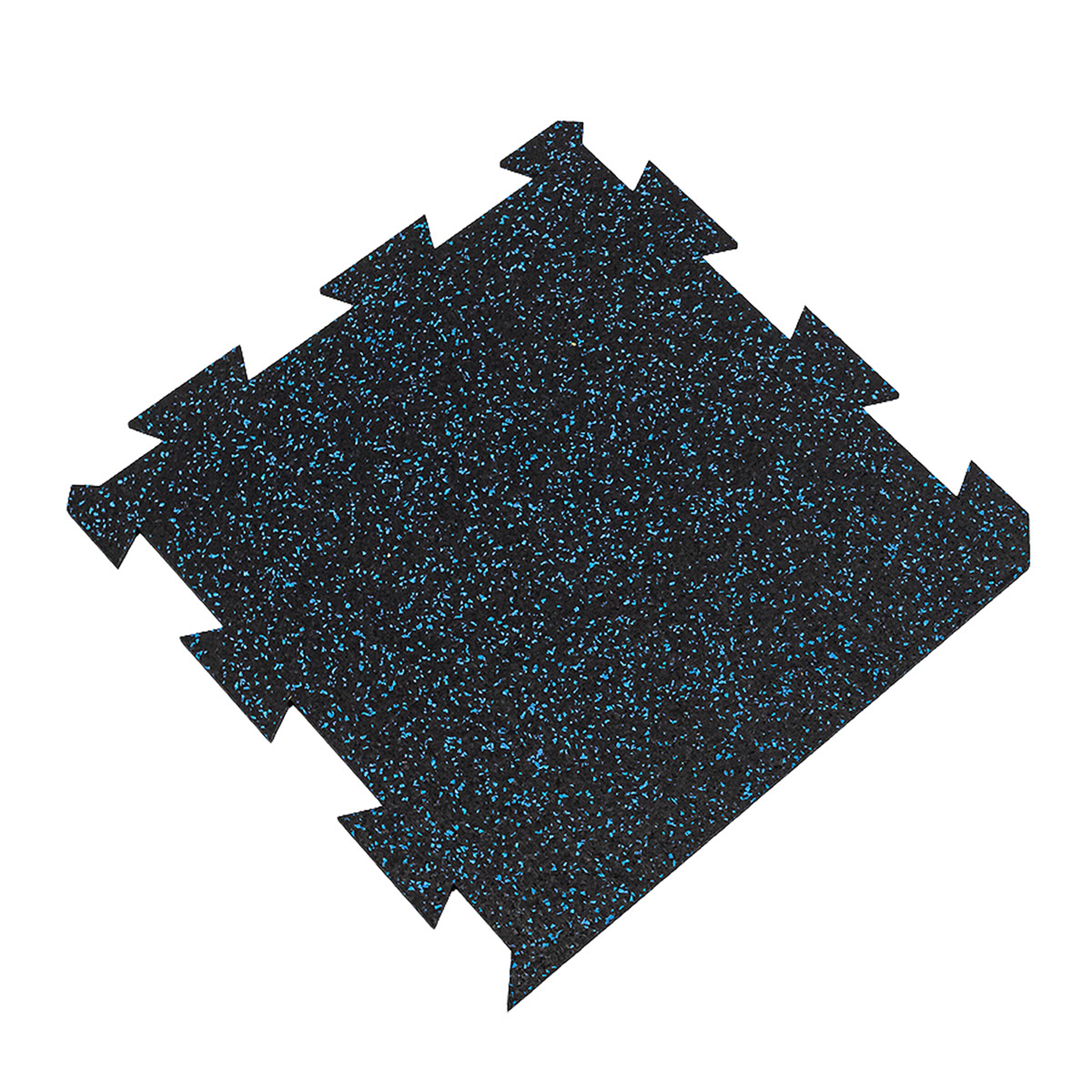 Černo-modrá gumová puzzle modulová dlaždice (okraj) FLOMA SF1050 FitFlo - délka 50 cm, šířka 50 cm, výška 1 cm