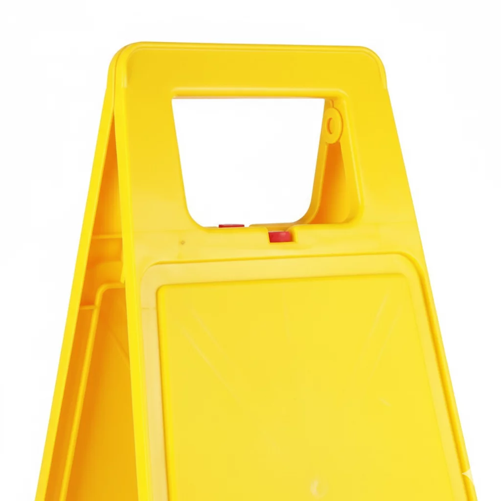 Žltý plastový výstražný stojan &quot;Pozor! Čerstvo natreté&quot; - šírka 30 cm, výška 61,5 cm