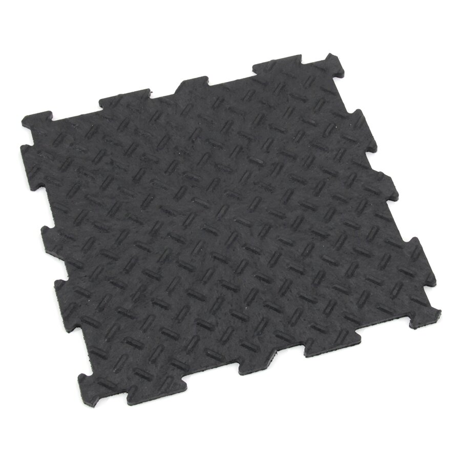 Čierna gumová puzzle modulová dlažba Alpha (diamant) - dĺžka 30 cm, šírka 30 cm, výška 0,7 cm - 10 ks