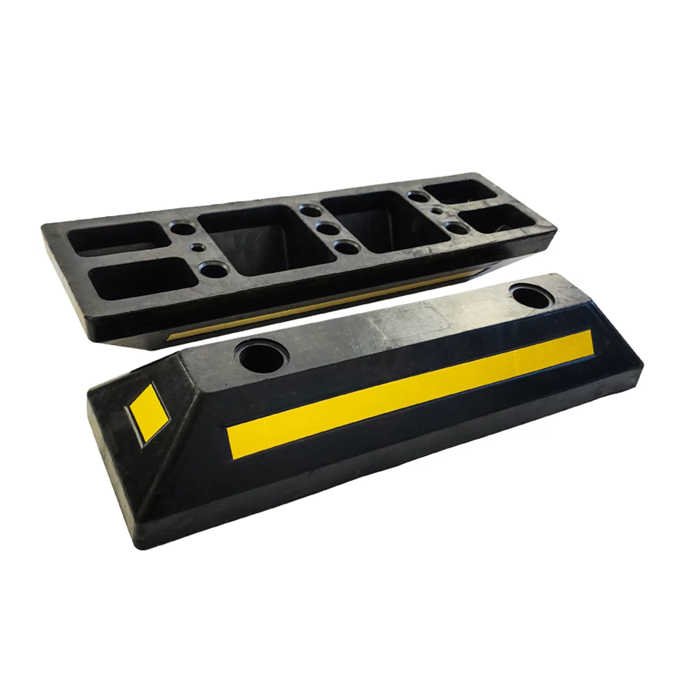 Parkstopper aus Gummi FLOMA - Länge 54 cm, Breite 15 cm, Höhe 10 cm - Schwarz-Gelb