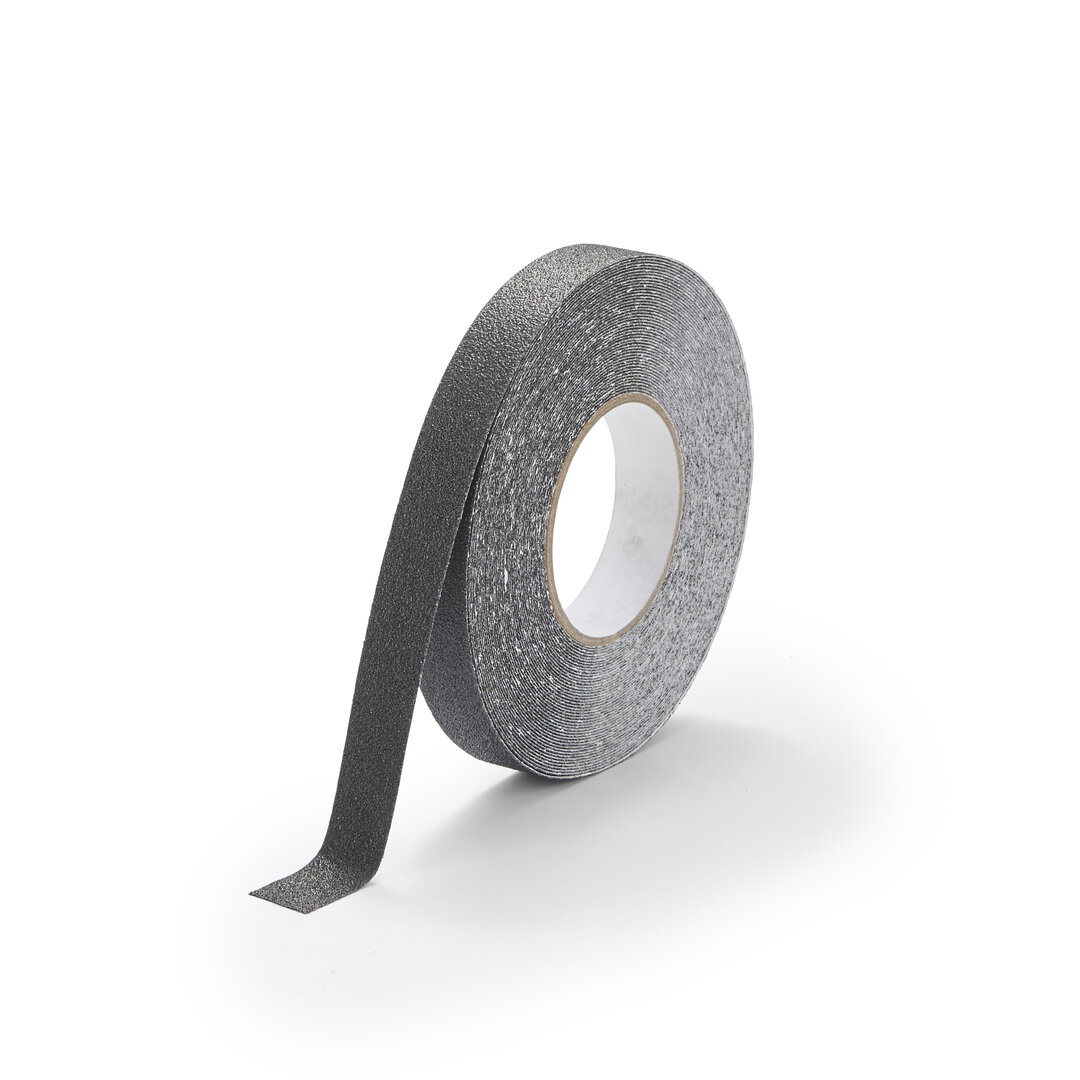 Černá korundová chemicky odolná protiskluzová páska FLOMA Standard Chemical Resistant - délka 18,3 m, šířka 2,5 cm, tloušťka 0,7 mm