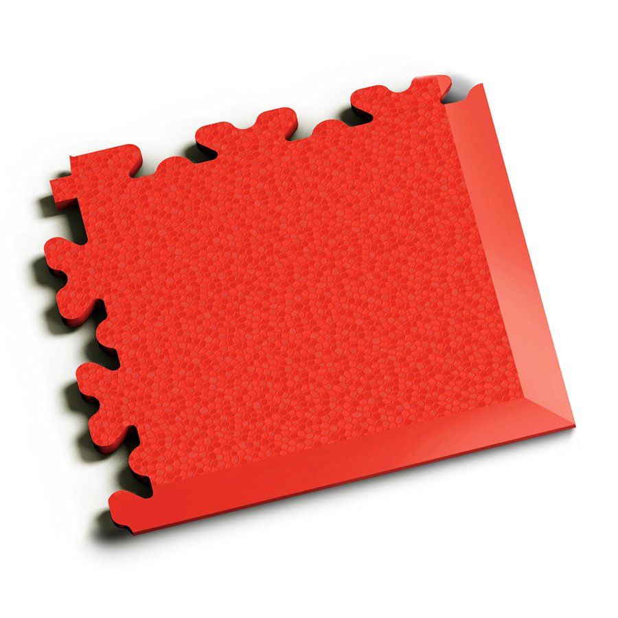 Červený PVC vinylový zátěžový rohový nájezd Fortelock XL (hadí kůže) - délka 14,5 cm, šířka 14,5 cm, výška 0,4 cm