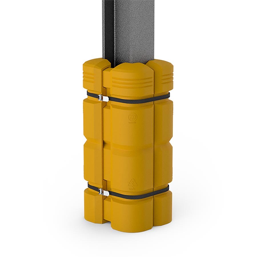 Žltý plastový chránič stĺpu McCue - šírka 45-55 cm, výška 110 cm a hrúbka 12,5 cm - 4 ks