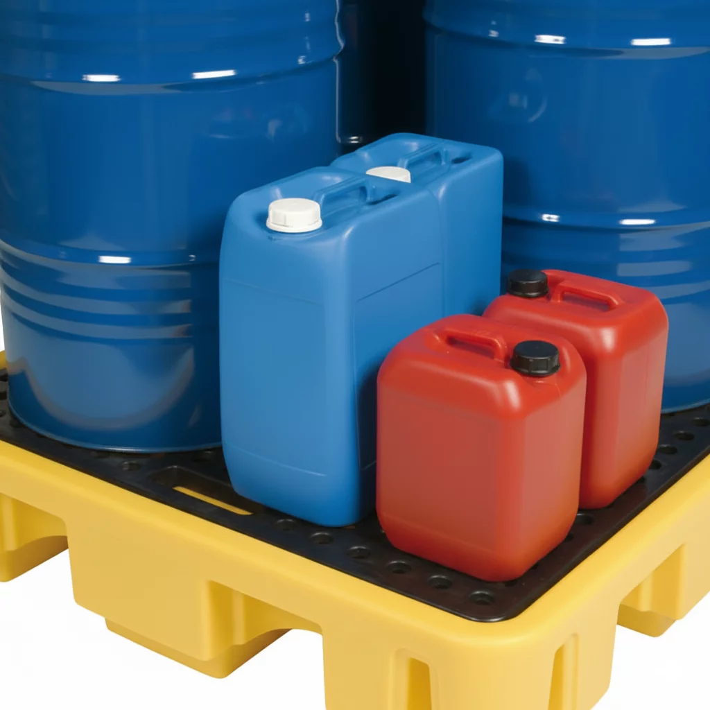 Auffangbecken aus Kunststoff mit Rostgitter - Volumen 250 l - Länge 138 cm, Breite 129 cm, Höhe 28 cm