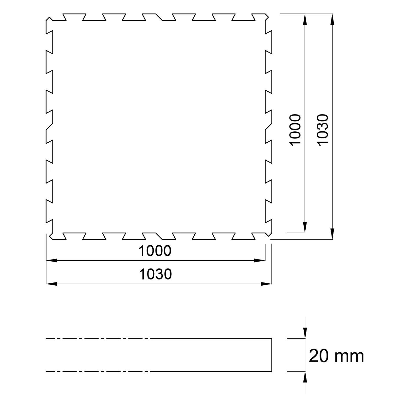 Czarna gumowa modułowa płytka układanki (środek) FLOMA FitFlo SF1050 - długość 100 cm, szerokość 100 cm, wysokość 2 cm