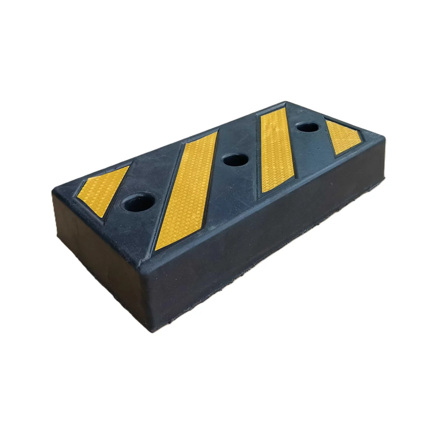 Reflektierender Rampenstopp aus Gummi - Länge 50 cm, Breite 25 cm, Höhe 8,5 cm - gelb-schwarzer