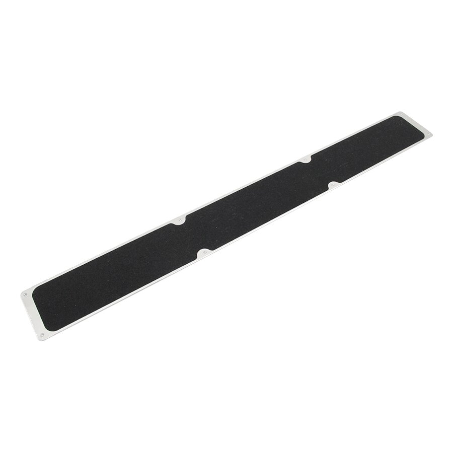 Čierny hliníkový protišmykový nášľap na schody FLOMA Bolt Down Plate - dĺžka 1 m, šírka 11,5 cm a hrúbka 1,6 mm