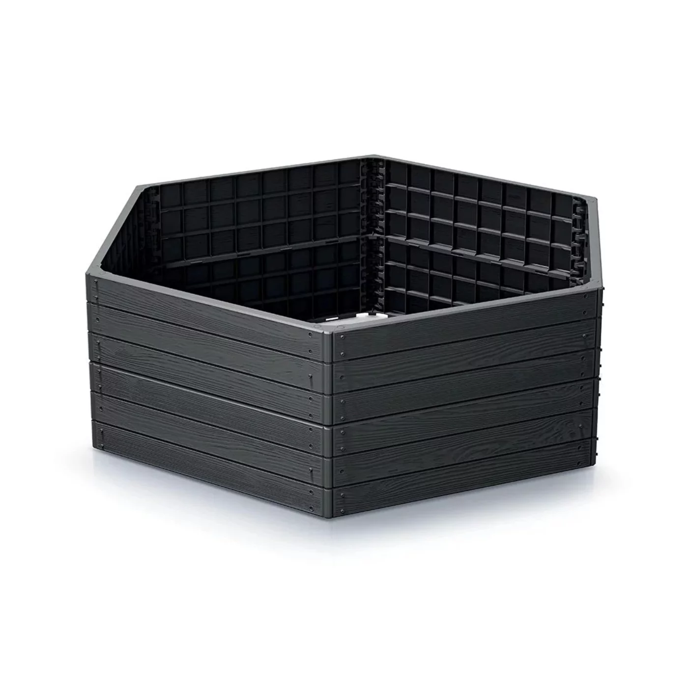 Stapelbares Hochbeet GH27 - Länge 148 cm, Breite 129 cm, Höhe 25 cm - Schwarz