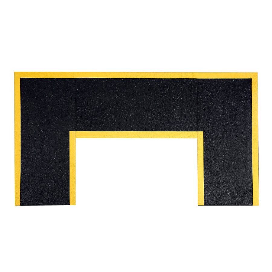 Čierna gumová dlažba s 2 žltými pruhmi na dlhších stranách pre bezpečnostné chodníky na ploché strechy FLOMA V30/R15 - dĺžka 120 cm, šírka 60 cm, výška 3 cm