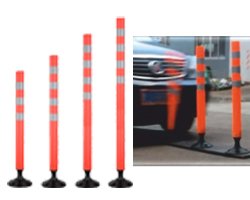 Oranžový plastový samonarovnávací reflexní dopravní sloupek - průměr 7 cm a výška 105 cm