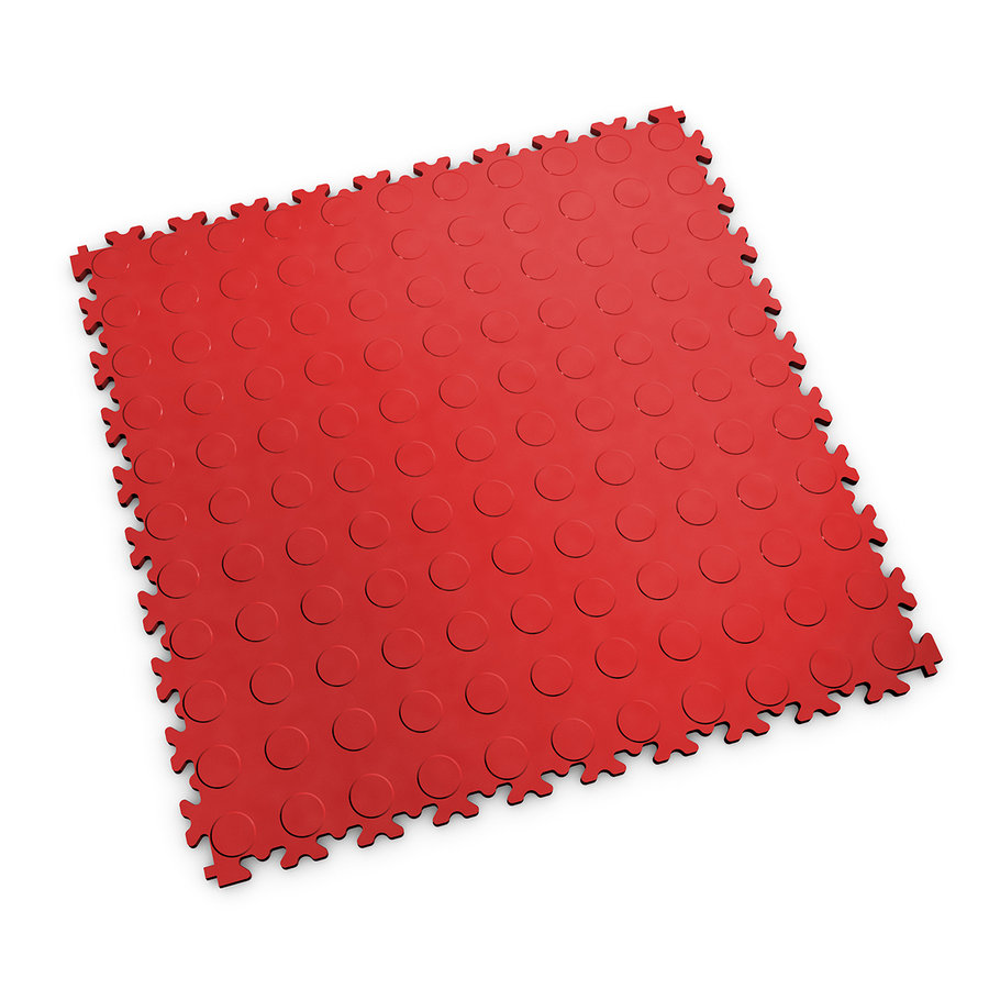 Červená PVC vinylová zátěžová dlažba Fortelock Industry (penízky) - délka 51 cm, šířka 51 cm, výška 0,7 cm