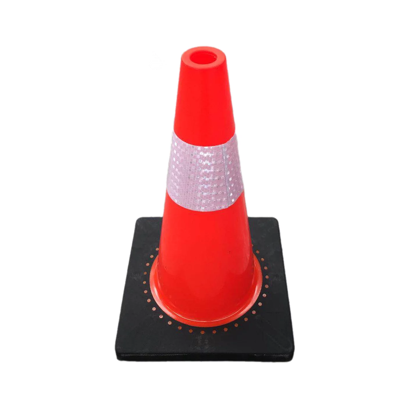 Reflektierter Leitkegel aus Kunststoff Und (aus PVC) mit Gummiunterlage FLOMA - Höhe 45 cm - Rot-Weiß