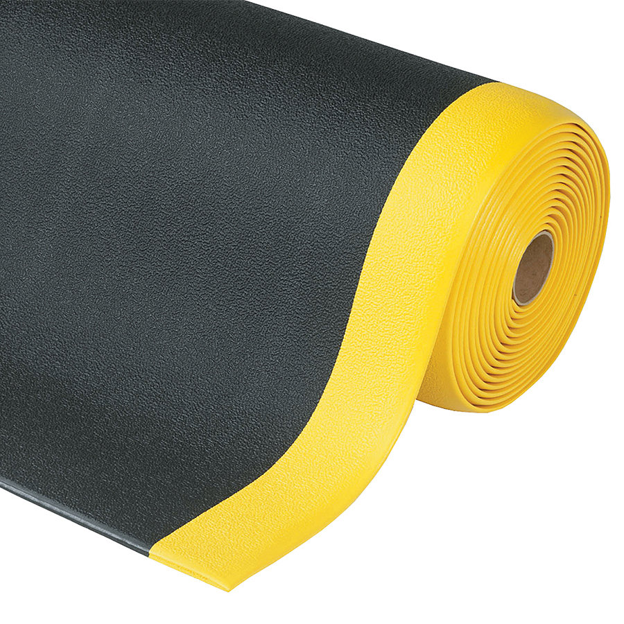 Čierno-žltá protišmyková ESD rohož (rola) Cushion Stat - dĺžka 18,3 m, šírka 91 cm a výška 0,94 cm