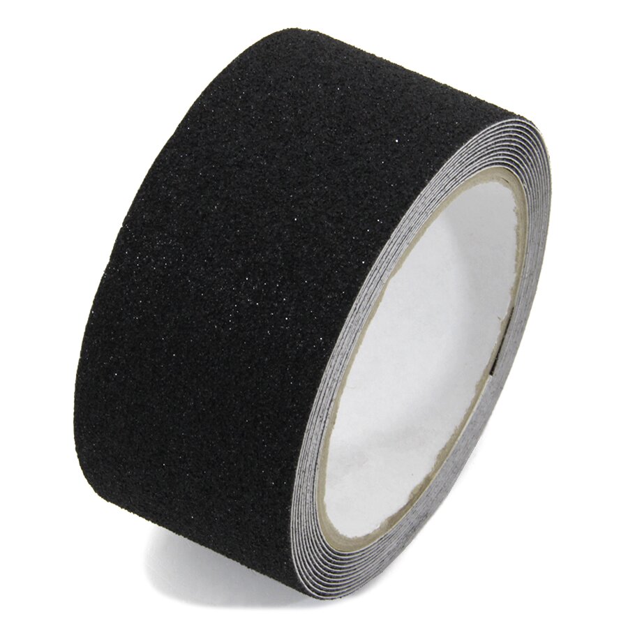 Černá korundová protiskluzová páska FLOMA Standard - délka 3 m, šířka 5 cm a tloušťka 0,7 mm