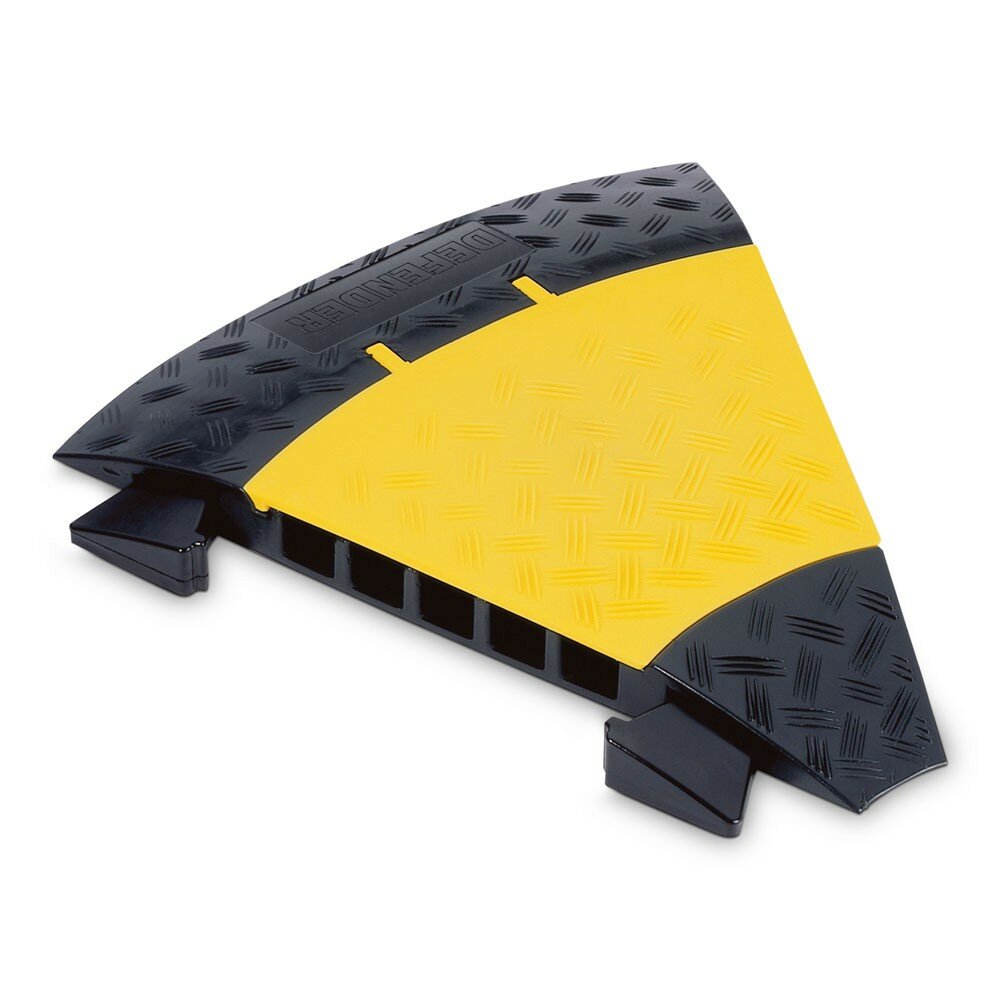 Černo-žlutý plastový rohový kabelový most s víkem DEFENDER MIDI C - šířka 50 cm a výška 5,5 cm