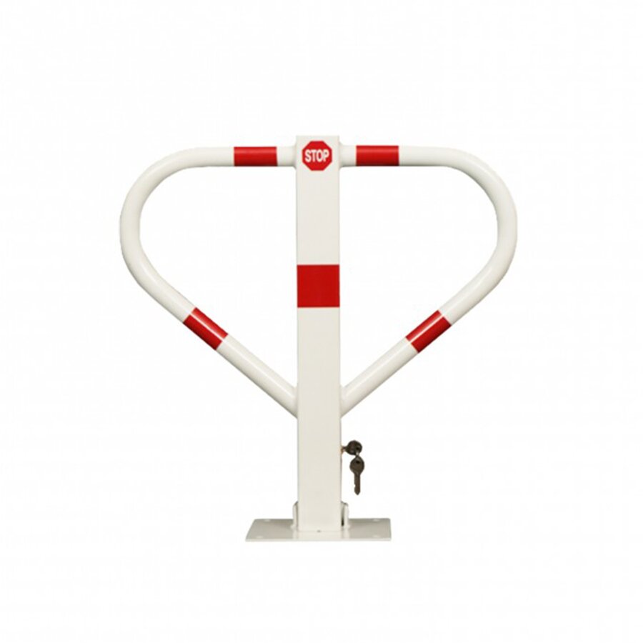 Bielo-červený oceľový parkovací stĺpik Butterfly - šírka 55 cm a výška 60 cm