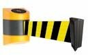 Černo-žlutá nástěnná vymezovací kazeta se samonavíjecím pásem - délka 4,3 m, šířka 8,5 cm, výška 14,2 cm