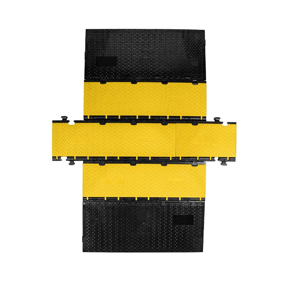 Čierno-žltý plastový káblový most s vekom DEFENDER 3 2D HV - dĺžka 50 cm, dĺžka 39,5 cm a výška 7,3 cm