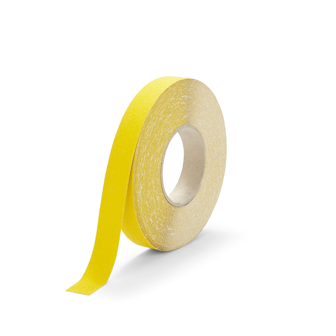 Žltá korundová snímateľná protišmyková páska FLOMA Standard Removable - dĺžka 18,3 m, šírka 2,5 cm, hrúbka 0,7 mm