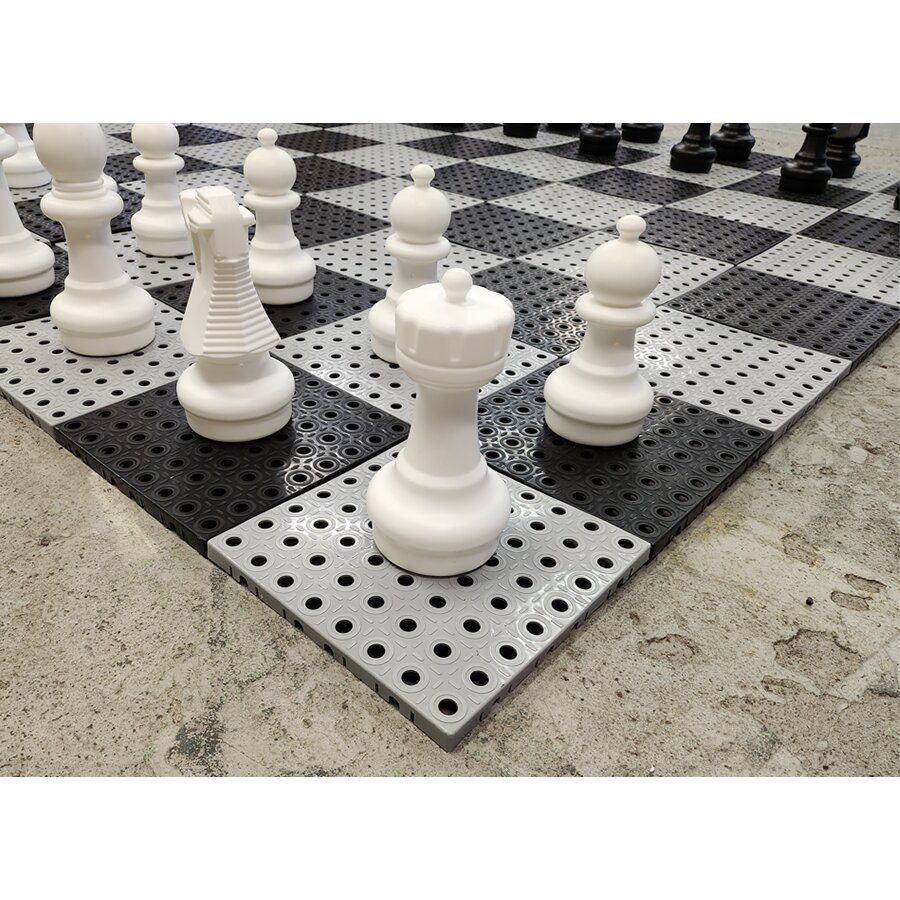 Bielo-čierna plastová hra AvaTile Šach - dĺžka 200 cm, šírka 200 cm a výška 40 cm