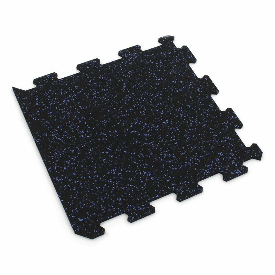 Čierno-modrá gumová modulová puzzle dlažba (okraj) FLOMA FitFlo SF1050 - dĺžka 47,8 cm, šírka 47,8 cm, výška 0,8 cm