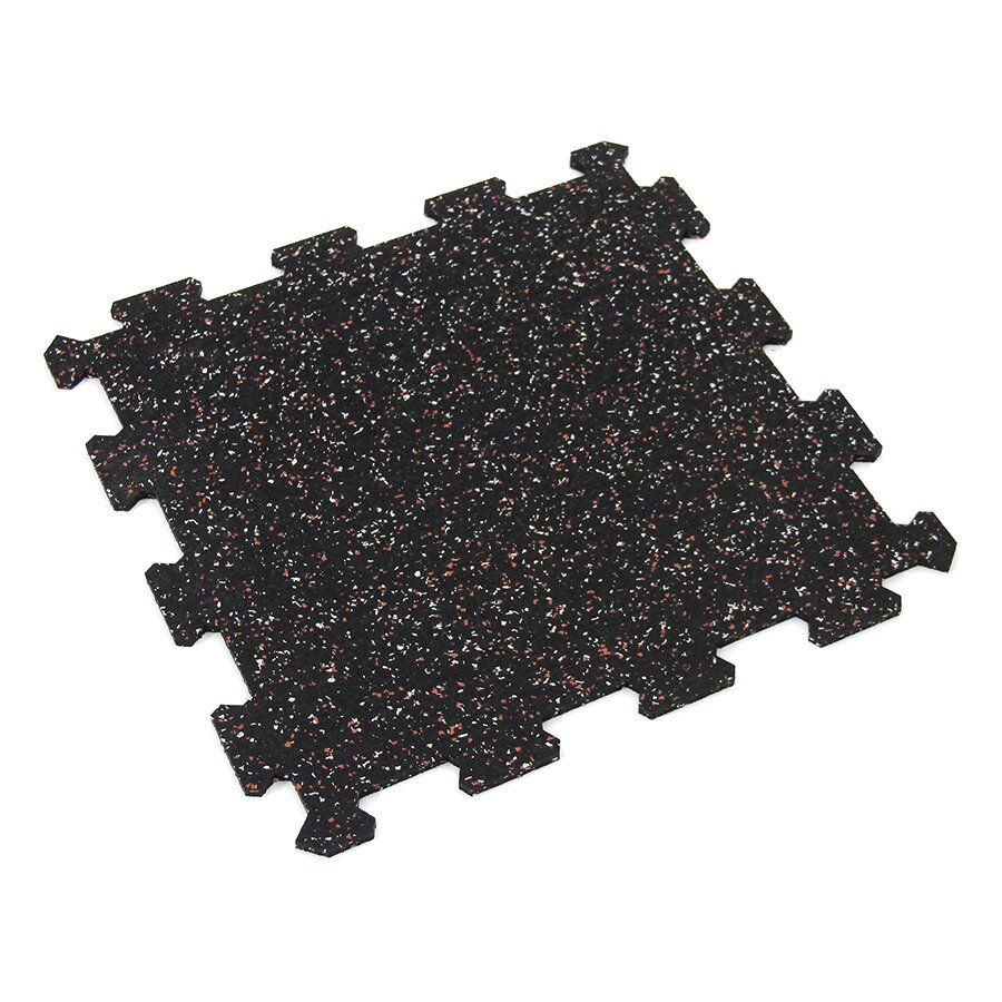 Čierno-bielo-červená gumová modulová puzzle dlažba (stred) FLOMA FitFlo SF1050 - dĺžka 50 cm, šírka 50 cm a výška 1,6 cm