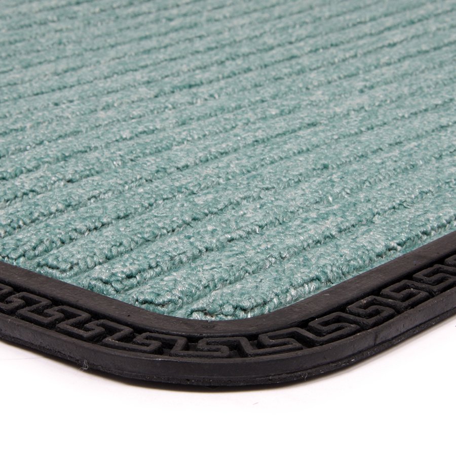 Zelená textilní venkovní čistící vstupní rohož FLOMA Stripes - délka 50 cm, šířka 80 cm a výška 0,8 cm