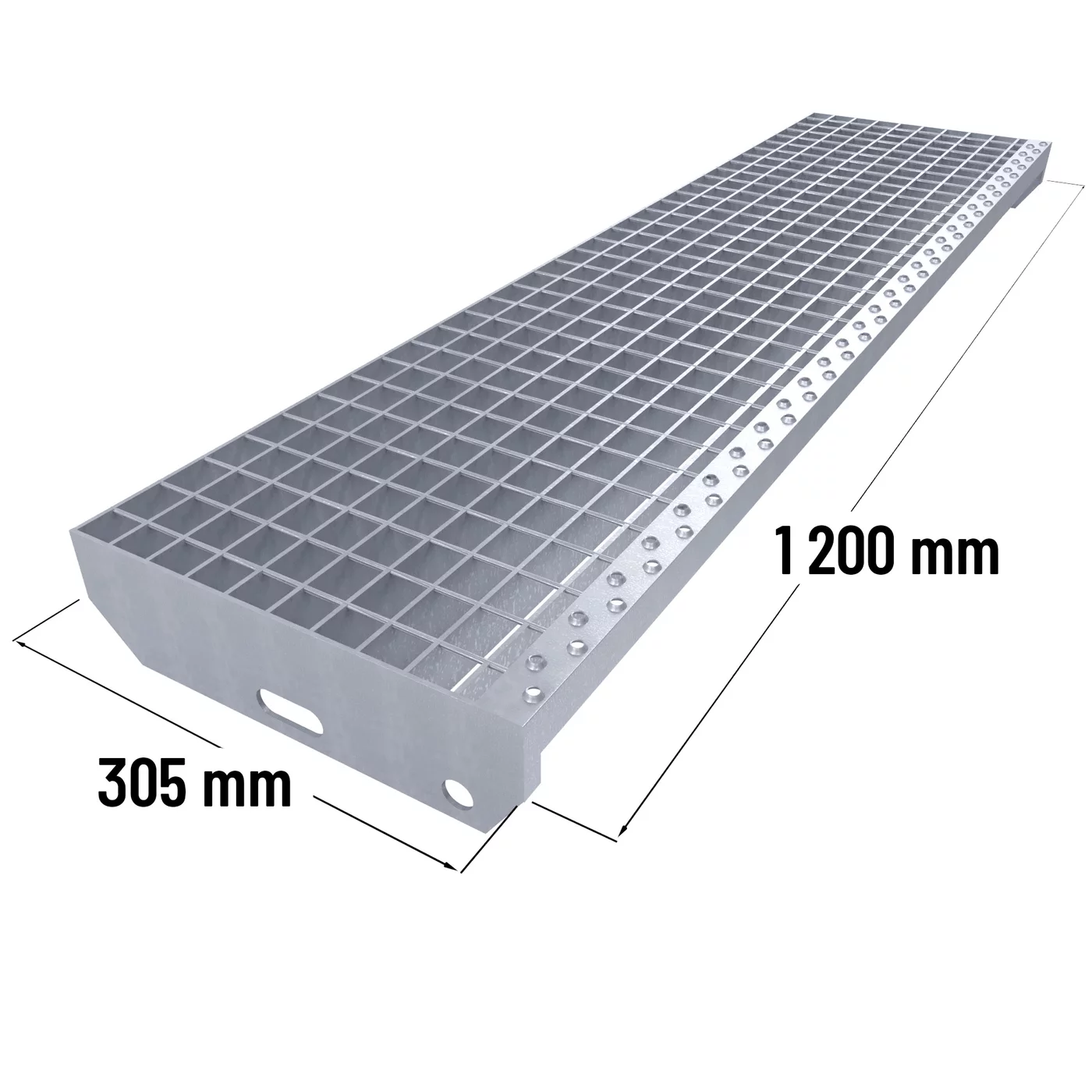 Stopień schodowy metalowy antypoślizgowy ocynkowany (40/3, 34/38) FLOMA SteelStep - szerokość 120 cm, głębokość 30,5 cm, wysokość 4 cm