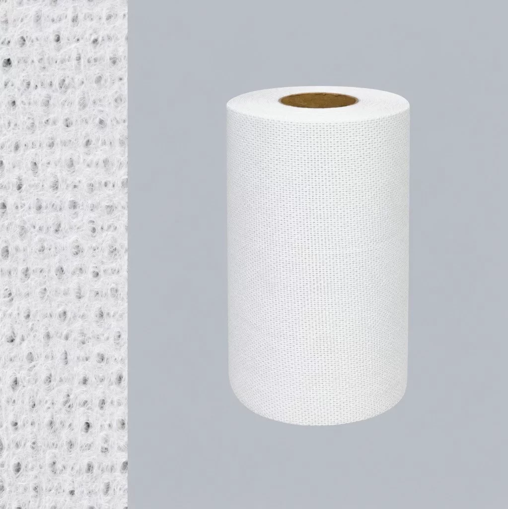Bílá textilní perforovaná rychlosavá průmyslová čisticí utěrka FLOMA SUB60 - délka 38 cm, šířka 24,5 cm - 50 útržků