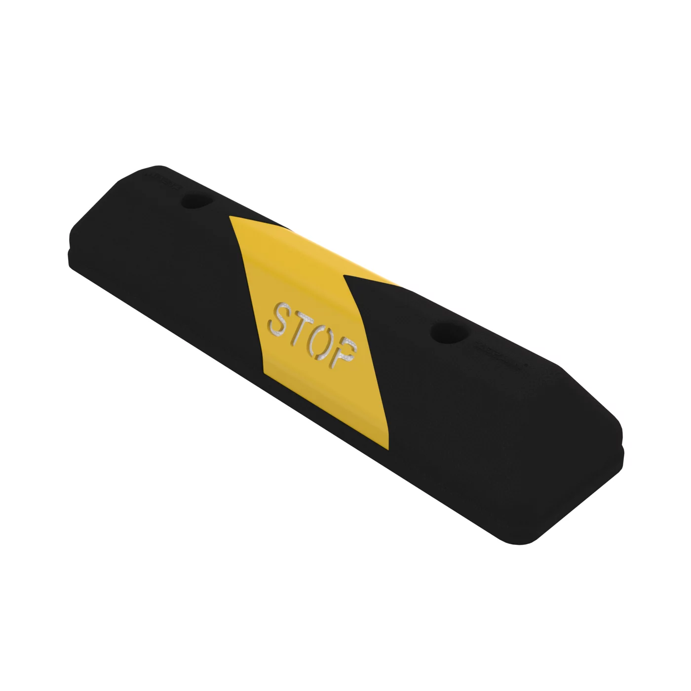 Černo-žlutý plastový (PPC) reflexní parkovací doraz FLOMA PS27 - délka 60 cm, šířka 15 cm, výška 10 cm